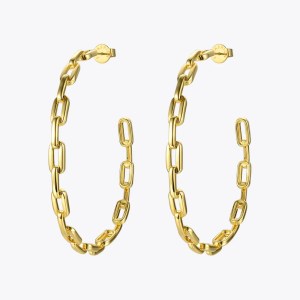 Pure Form Link Chain Hoop Earrings For Women Big Circle Hoops Gold