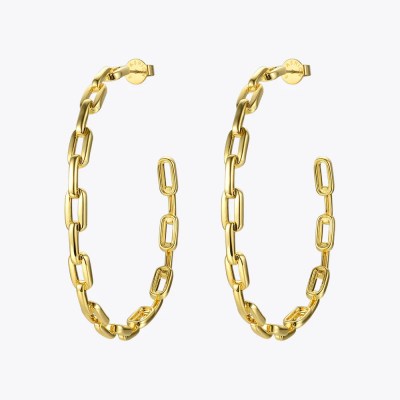 Pure Form Link Chain Hoop Earrings For Women Big Circle Hoops Gold Pure Form Link Chain Hoop Earrings For Women Big Circle Hoops Gold