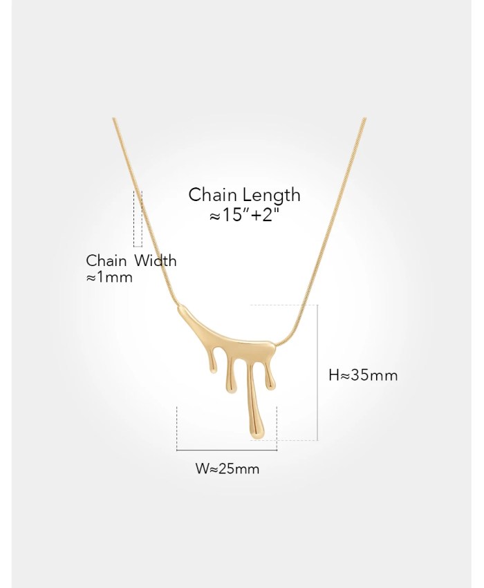 Necklace Pendant Paint Drip Shape for Women in Gold Necklace Pendant Paint Drip Shape for Women in Gold