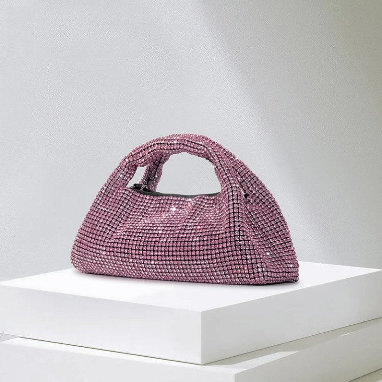 Luxury Rhinestone Half Moon Handbag
