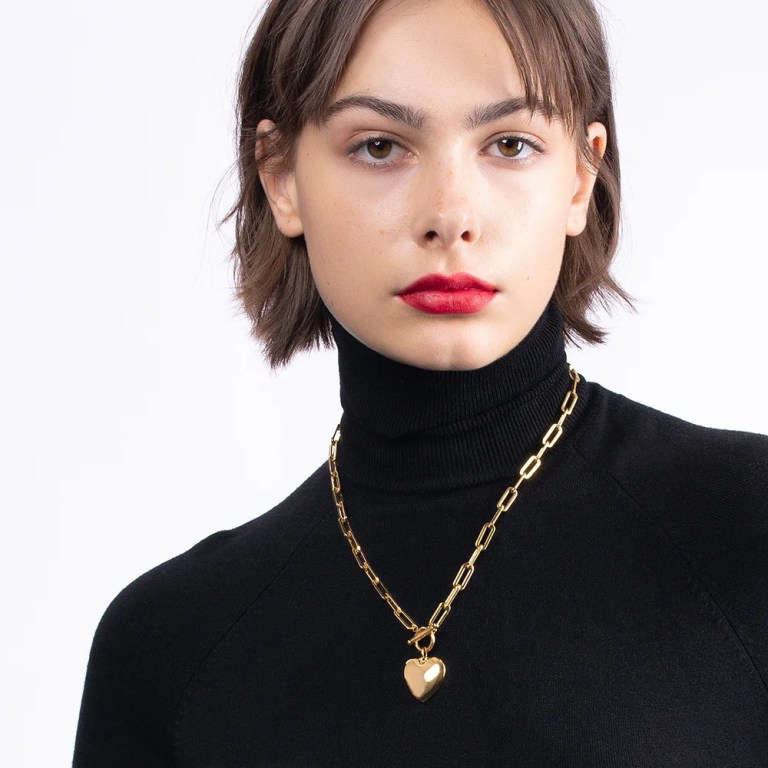 Heart Pendant Necklaces in Gold or Stainless-Steel Choker Necklace