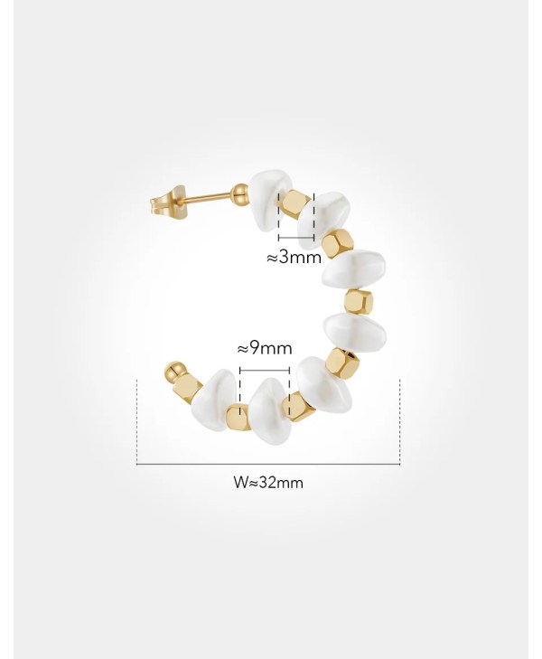Aretes De Mujer C Shape Pearl Stud Earrings for Women Gold 18K Plated Stud earrings