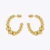 Beaded Hoop Earrings For Women Geometric Gold / Stainless Steel Beaded Hoop Earrings For Women Geometric Gold / Stainless Steel