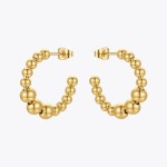 Beaded Hoop Earrings For Women Geometric Gold / Stainless Steel