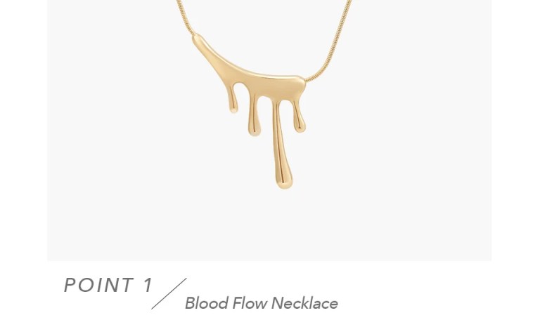 Necklace Pendant Paint Drip Shape for Women in Gold
