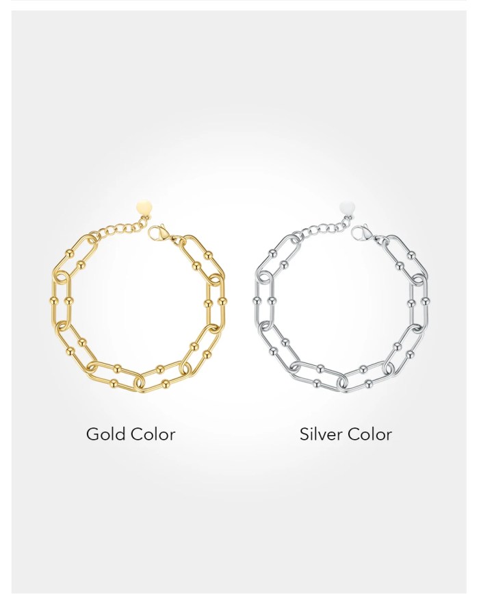 Geometric Bead Bracelet For Women Gold or Stainless Steel Geometric Bead Bracelet For Women Gold or Stainless Steel