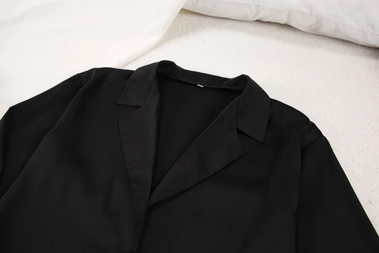 Womens Satin Loose Pajama Loungewear Single Breasted Set