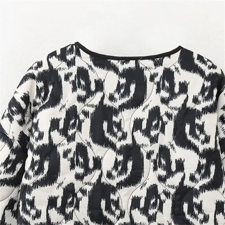 Women’s Casual Versatile Lightweight Cotton Quilted Coat Animal Print