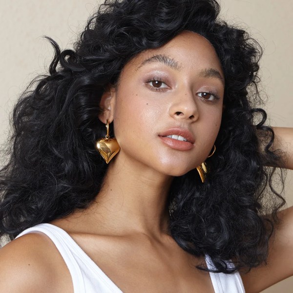 Statement Big Heart Drop Earrings for Women in Gold