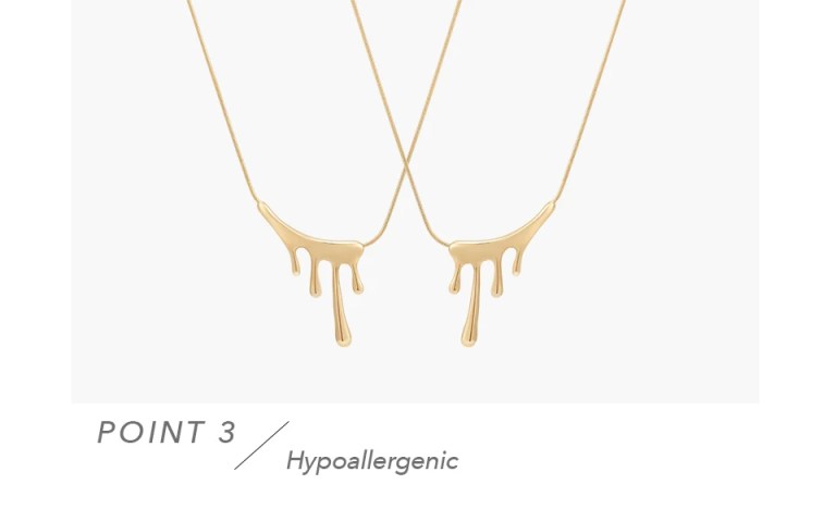Necklace Pendant Paint Drip Shape for Women in Gold