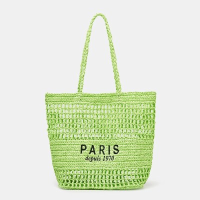 Paris Dupis Straw Tote Bag Summer Beach Handbag