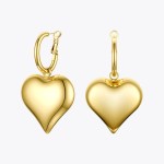 Statement Big Heart Drop Earrings for Women in Gold Statement Big Heart Drop Earrings for Women in Gold