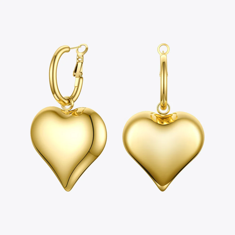 Statement Big Heart Drop Earrings for Women in Gold