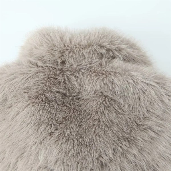Women’s Casual Retro Solid Flip Collar Artificial Fur Warm Coat