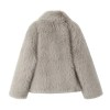 Women’s Casual Retro Solid Flip Collar Artificial Fur Warm Coat