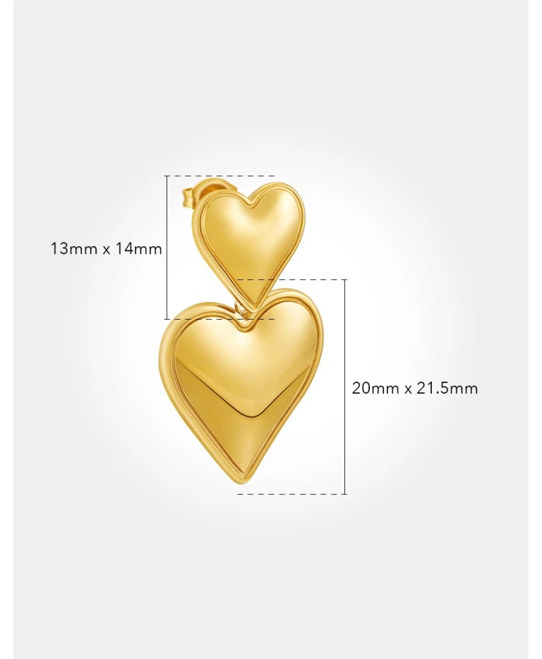 Aretes MINI Heart Drop with Pearl 18K Plated Gold Earrings