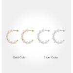Aretes De Mujer C Shape Pearl Stud Earrings for Women Gold 18K Plated Stud earrings