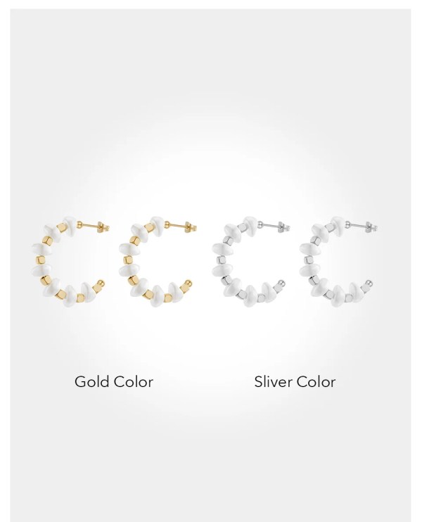 Aretes De Mujer C Shape Pearl Stud Earrings for Women Gold 18K Plated Stud earrings