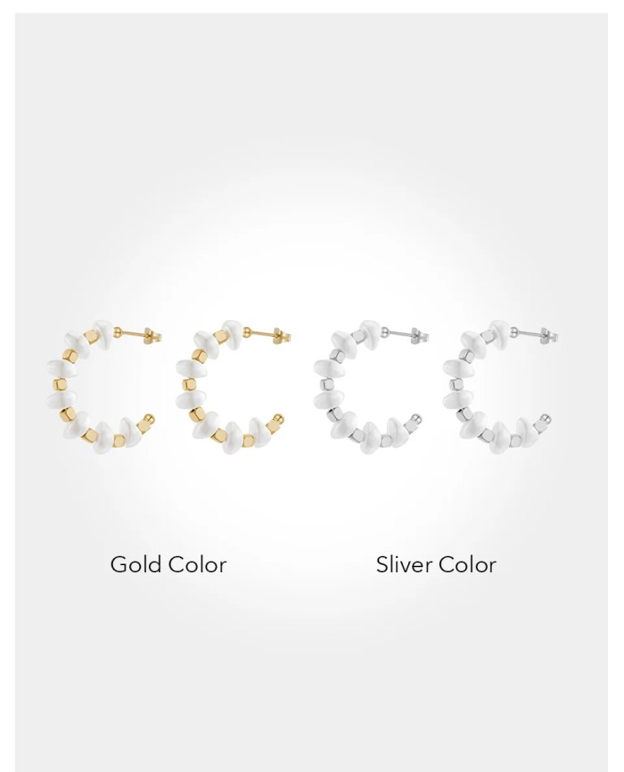 Aretes De Mujer C Shape Pearl Stud Earrings for Women Gold 18K Plated Stud earrings