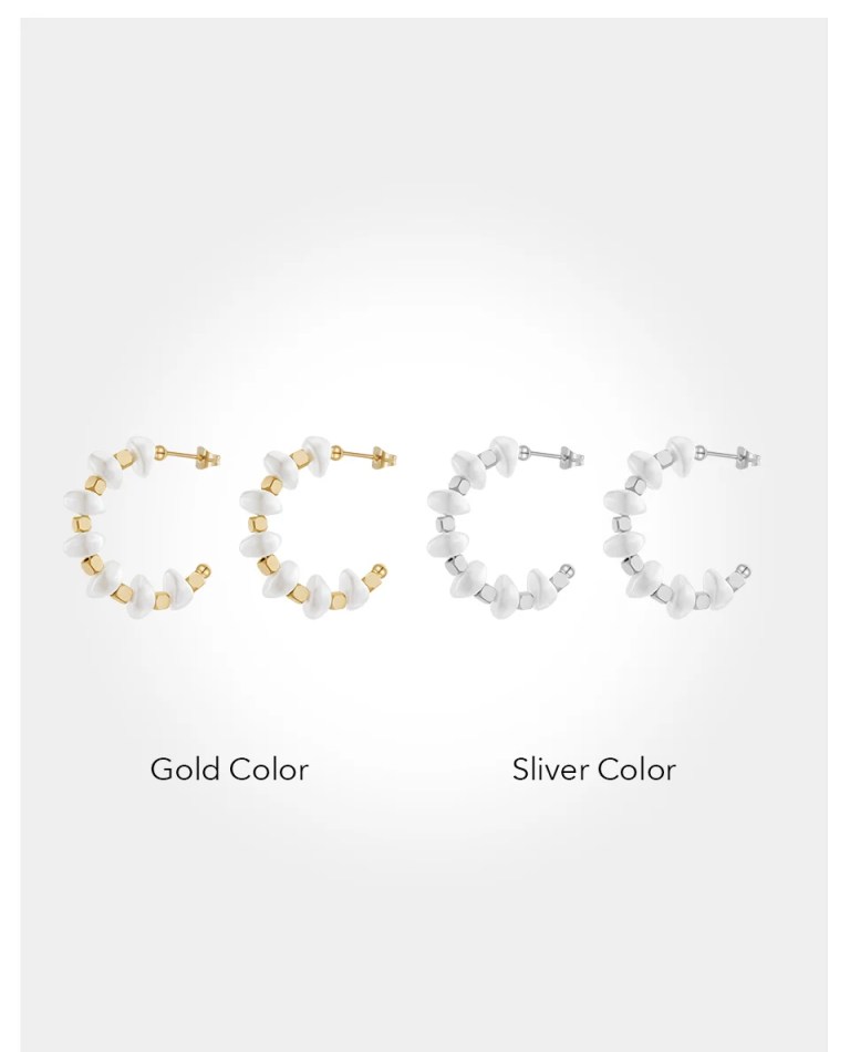 Aretes De Mujer C Shape Pearl Stud Earrings for Women Gold 18K Plated Stud earrings