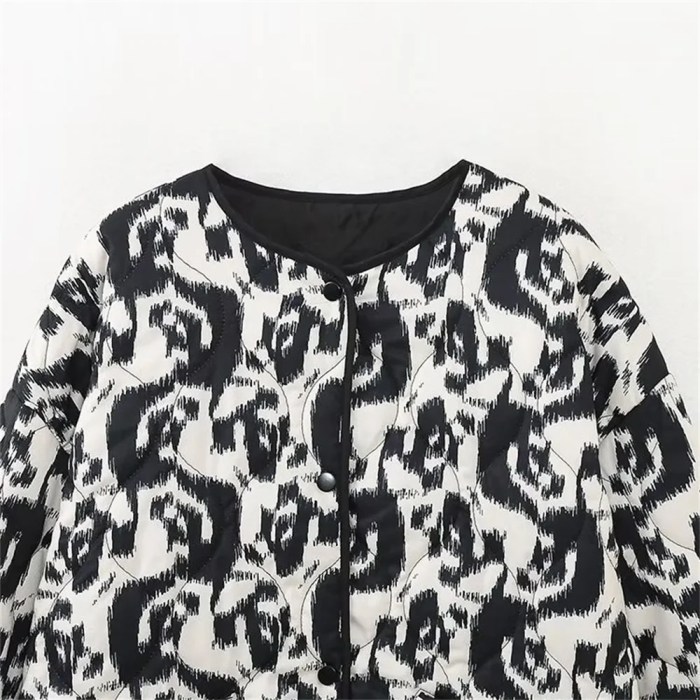 Women’s Casual Versatile Lightweight Cotton Quilted Coat Animal Print Women’s Casual Versatile Lightweight Cotton Quilted Coat Animal Print