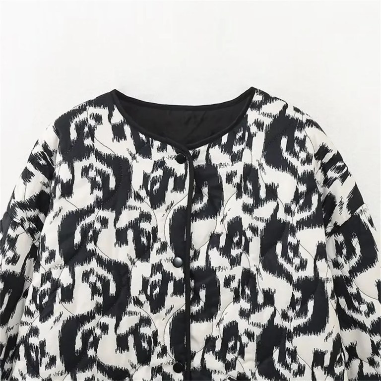 Women’s Casual Versatile Lightweight Cotton Quilted Coat Animal Print