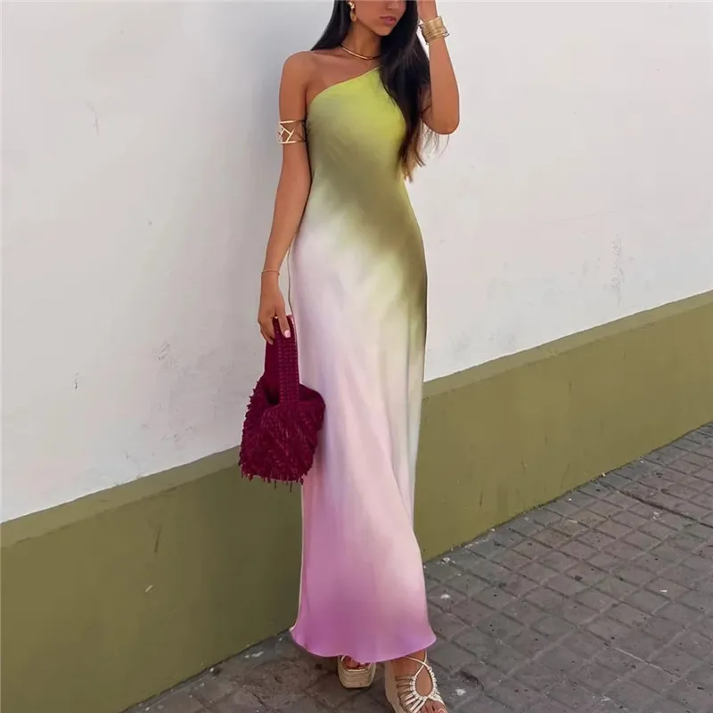 Women’s Tie Dye Backless Long Summer Dress