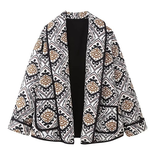 Women’s Fashion Casual Retro Loose Sleeve Cotton Quilted Coat