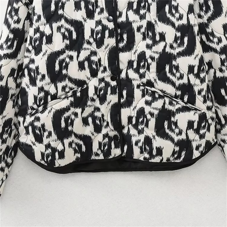 Women’s Casual Versatile Lightweight Cotton Quilted Coat Animal Print