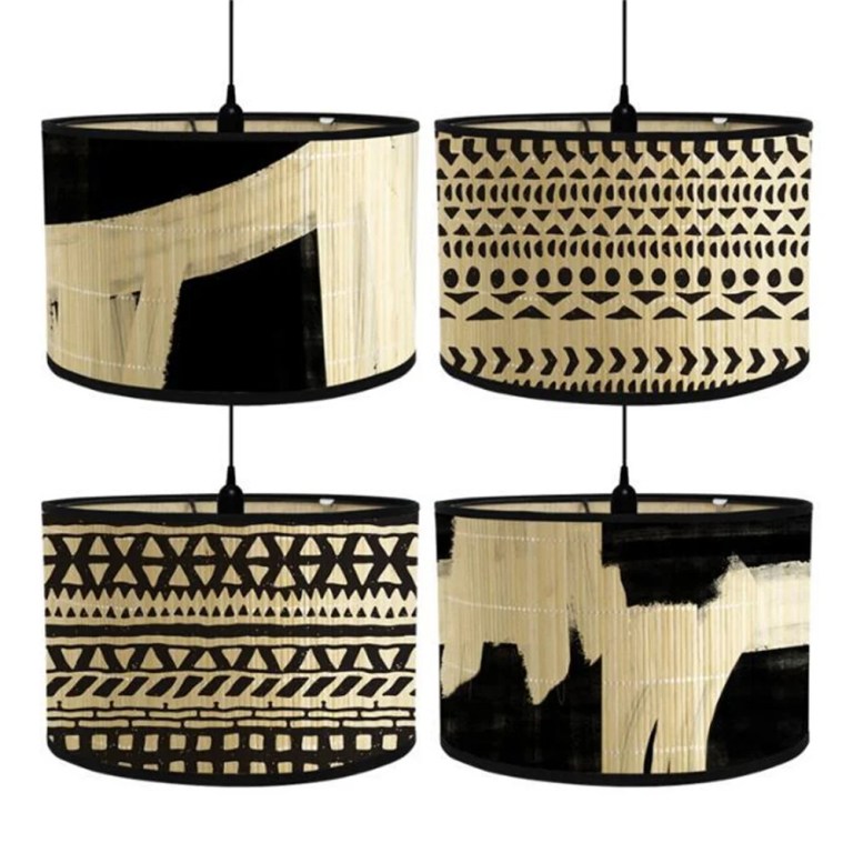 Abstract Black and White Lamp Shade Handmade Bamboo Pendant Lamps