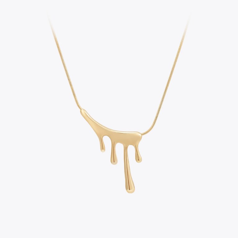 Necklace Pendant Paint Drip Shape for Women in Gold
