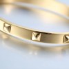 Womens Pyramid Spikes Bracelet Gold/Stainless Steel