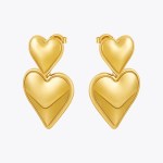 Aretes MINI Heart Drop with Pearl 18K Plated Gold Earrings