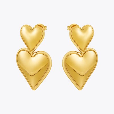 Aretes MINI Heart Drop with Pearl 18K Plated Gold Earrings