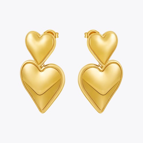 Aretes MINI Heart Drop with Pearl 18K Plated Gold Earrings Aretes MINI Heart Drop with Pearl 18K Plated Gold Earrings