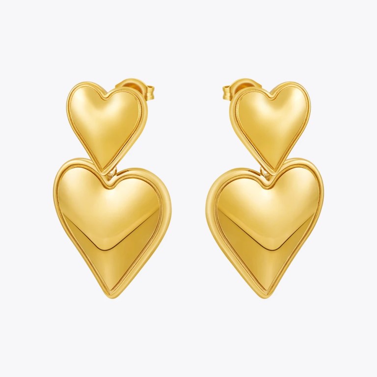 Aretes MINI Heart Drop with Pearl 18K Plated Gold Earrings