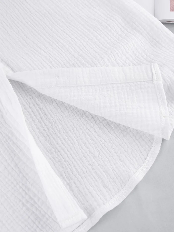 Loungewear White Pyjamas Set For Women Cotton Long Sleeve 2 Piece