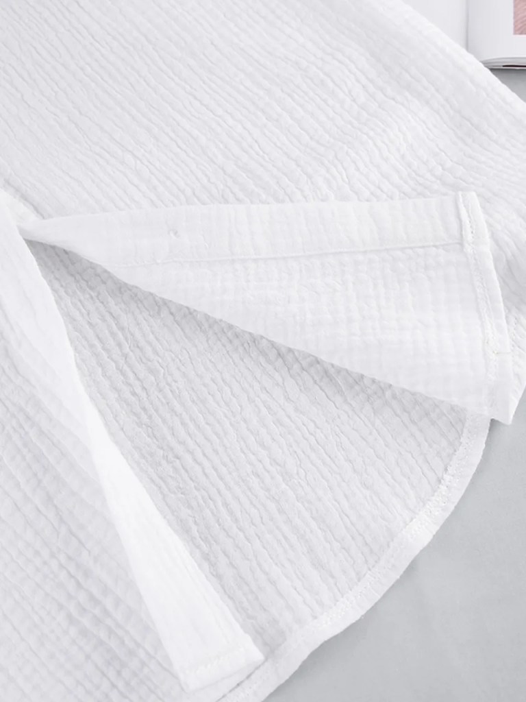 Loungewear White Pyjamas Set For Women Cotton Long Sleeve 2 Piece