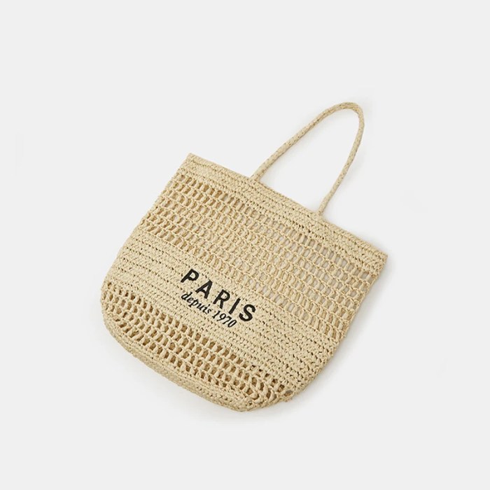 Paris Dupis Straw Tote Bag Summer Beach Handbag