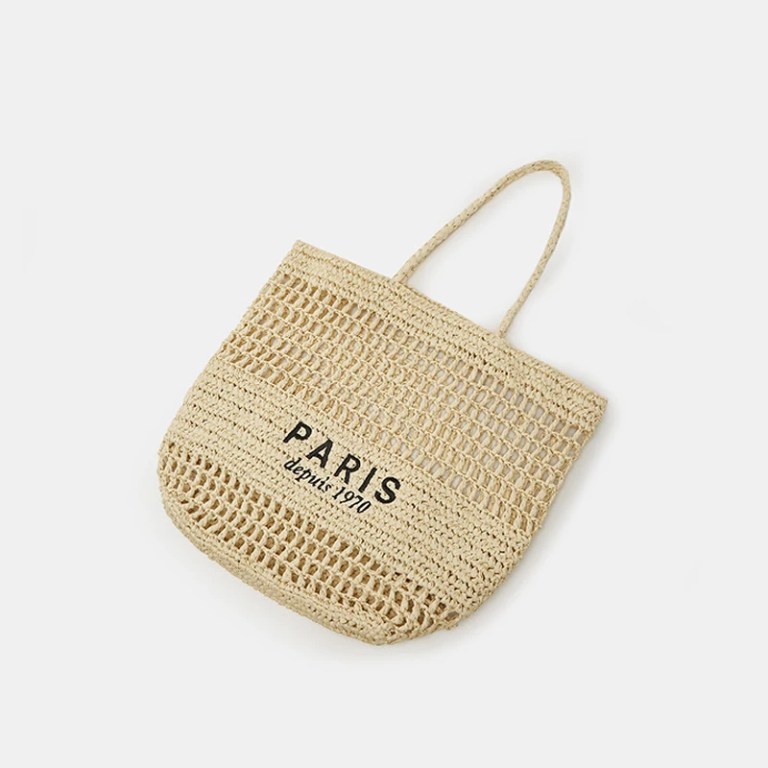 Paris Dupis Straw Tote Bag Summer Beach Handbag