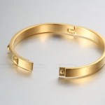Womens Pyramid Spikes Bracelet Gold/Stainless Steel
