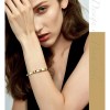 Womens Pyramid Spikes Bracelet Gold/Stainless Steel