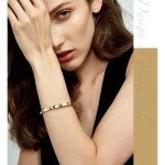 Womens Pyramid Spikes Bracelet Gold/Stainless Steel