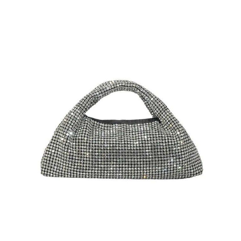 Luxury Rhinestone Half Moon Handbag