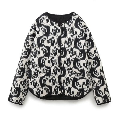 Women’s Casual Versatile Lightweight Cotton Quilted Coat Animal Print Women’s Casual Versatile Lightweight Cotton Quilted Coat Animal Print