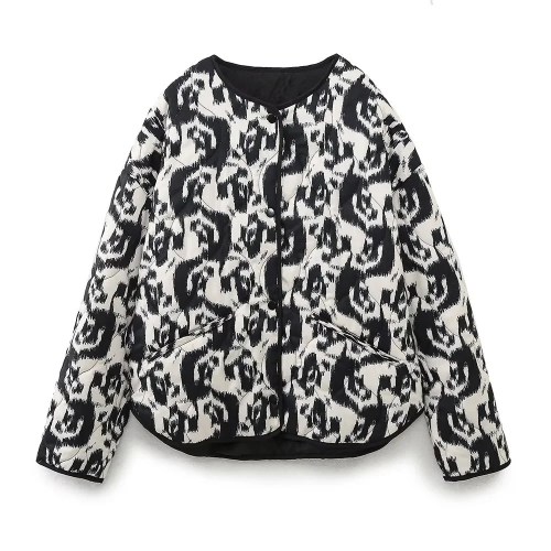 Women’s Casual Versatile Lightweight Cotton Quilted Coat Animal Print Women’s Casual Versatile Lightweight Cotton Quilted Coat Animal Print