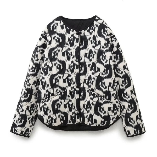 Women’s Casual Versatile Lightweight Cotton Quilted Coat Animal Print Women’s Casual Versatile Lightweight Cotton Quilted Coat Animal Print