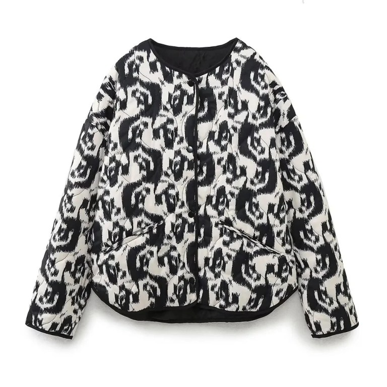 Women’s Casual Versatile Lightweight Cotton Quilted Coat Animal Print