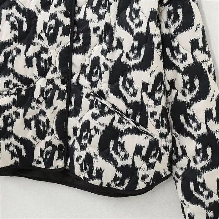 Women’s Casual Versatile Lightweight Cotton Quilted Coat Animal Print Women’s Casual Versatile Lightweight Cotton Quilted Coat Animal Print