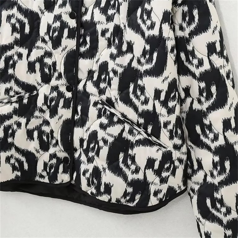 Women’s Casual Versatile Lightweight Cotton Quilted Coat Animal Print